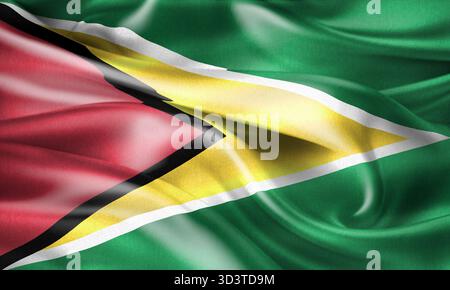 Guyana Flagge - realistische wehende Stoff Flagge Stockfoto