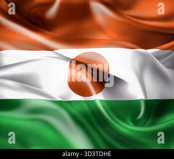 Niger Flagge - realistische wehende Stoffflagge Stockfoto