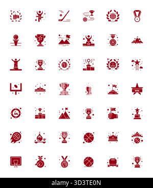 Professionelle Sammlung von 42 gefüllten Vektorsymbolen, die Victory repräsentieren, gefertigt mit 64x64 Display, perfekter Präzision für Unternehmensanwendungen Stock Vektor
