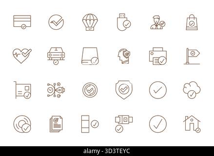 Sorgfältig kuratierte 24 Bold Line Vektorsymbole für OK, mit Retina Ready Display perfekter Auflösung für konsistente Markendarstellung und Benutzerdarstellung Stock Vektor