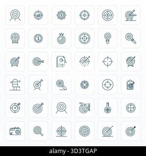 Strategisches Paket mit 36 Vektorsymbolen, die das Objektiv im Format Fett darstellen, optimiert mit 128x128 Gitterqualität für professionelle Arbeit Stock Vektor