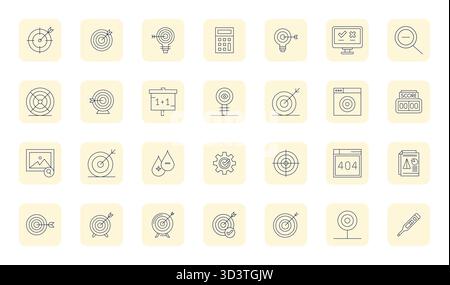 Die ultimative Sammlung von 28 Vektorsymbolen, die eine ästhetische Darstellung der dünnen Kontur darstellen, optimiert mit High Resolution Detail Enhanced Resolution für mA Stock Vektor