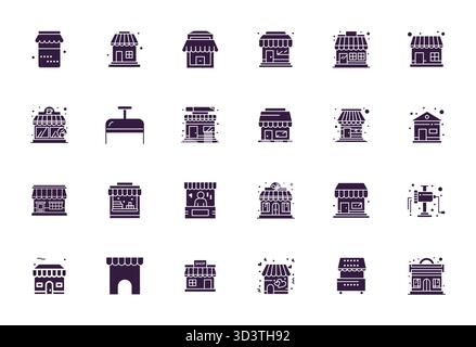 Vektorpaket mit 24 ausgefüllten Pixeln, inspiriert von Small Business, in 256 x 256 Auflösung, ideal für skalierbare und kreative Designarbeiten Stock Vektor