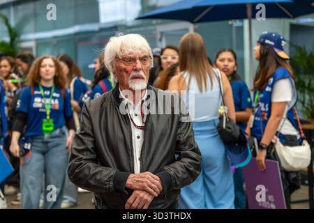 Bernie Ecclestone (GBR) ehemaliger CEO des Formel-1-Managements während des Medientages des Formel-1-MSC Cruises São Paulo Grand Prix 2025 in Autódromo José Carlos Pace, São Paulo, Brasilien, vor Runde 21 von 24 der FIA Formel-1-Weltmeisterschaft 2025 (6.–9. November 2025). (Credits: Unicode Images/Alamy Live News) Stockfoto