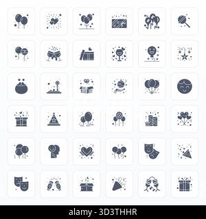 Entsperren Sie 36 Glyph-PIXEL Perfect-Vektorsymbole, inspiriert von Joy, optimiert im Format 256 x 256 für eine fehlerfreie Anzeige auf allen Geräten. Stock Vektor
