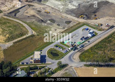 Luftaufnahme, Baustelle, Deponie Eichenallee, Firma Hermann Nottenkaemper OHG Tongrube im Gartroper Busche, Huenxe, Nordrhein-Westfalen, GE Stockfoto