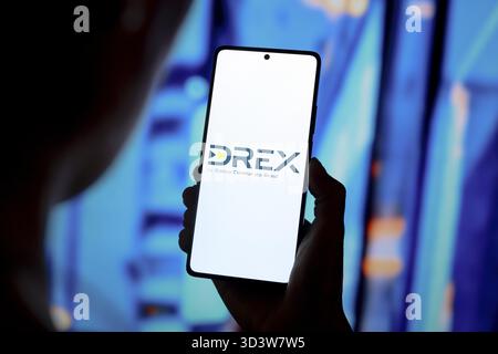12. September 2024, Paraguay. In dieser Abbildung wird das Digital Real X (Drex) Logo auf einem Smartphone-Bildschirm angezeigt Stockfoto