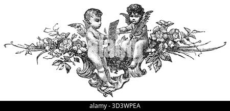 Eine Illustration aus dem Jahr 1898 von Klemens Junosza für sein Werk „Suma na Kocimbrodzie“, das ornamentales Design zeigt. Das Stück ist Teil des polnischen Erbes und veranschaulicht Junoszas Beitrag zur polnischen Literatur und Kunst des 19. Jahrhunderts. Stockfoto