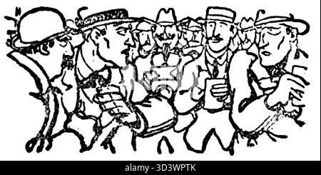 Seite 187 Illustration aus Maurice Leblancs „Zby tygrysa“, polnische Ausgabe von 1924, gezeichnet von einem unbekannten Illustrator. Stockfoto