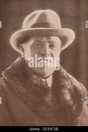 Dieser Eintrag aus der Almanach Národního divadla von 1927 in Prag hebt Václav Novák hervor, eine wichtige Figur, die in dieser Zeit mit dem Nationaltheater verbunden war. Stockfoto