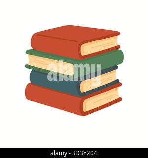 Farbenfroher Stapel Bücher für Bildung und Lesedesign Stock Vektor