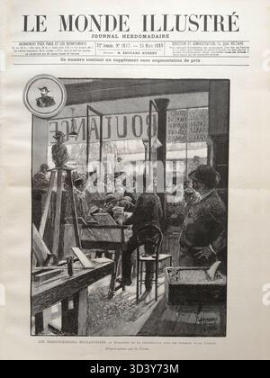 Eine Illustration von *Le Monde illustré* aus dem Jahr 1888, die die Boulangistische Bewegung darstellt. Der Stich von Hermann Vogel erfasst die politischen und sozialen Demonstrationen rund um General Boulanger. Stockfoto