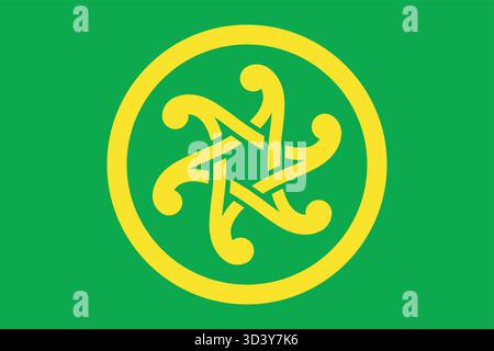 Banniel Keltia (Pankeltische Flagge) – grünes Feld mit goldenen Triskellen, Symbol der keltischen Einheit Stock Vektor