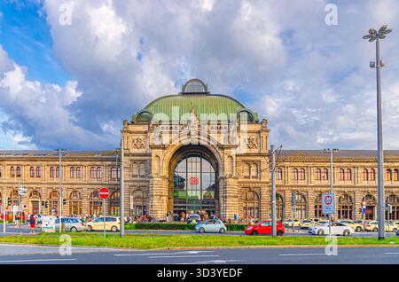 Nürnberg, 14. Juli 2024: Nürnberg Hauptbahnhof Nürnberg Hauptbahnhof Hauptbahnhof Neobarock Neorenaissance-Gebäude im Neorenaissance-Stil Stockfoto