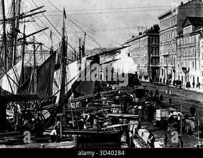 1919 wurde die österreichische Hafenstadt Fiume/Rijeka von italienischen Truppen eingenommen. Die Stadt befindet sich heute in Kroatien. Das Bild zeigt die Unruhen während dieser Militäraktion. Österreich, 1919. Stockfoto