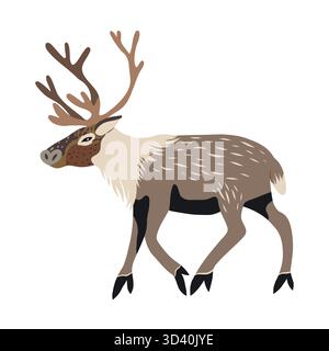 Vektorillustration eines Rentiers, stilisierte grafische Zeichnung. Stock Vektor