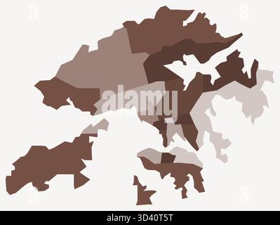 Karte von Hongkong mit Regionen. Nur eine einfache Ländergrenzkarte mit regionaler Aufteilung. Braune Farbpalette. Stock Vektor