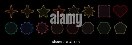 Set aus abstraktem Rasterelement. Geometrische Formen. Memphis Design, Aufkleber Pack, y2k, Ästhetik, Brutalismus, Retro-Elemente, Vintage. Vektor Stock Vektor