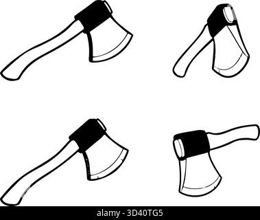 Satz von Achsen im Doodle-Stil. Vektorabbildung. Stock Vektor