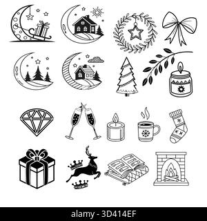 Gemütliches Winterweihnachtsklipart Stock Vektor