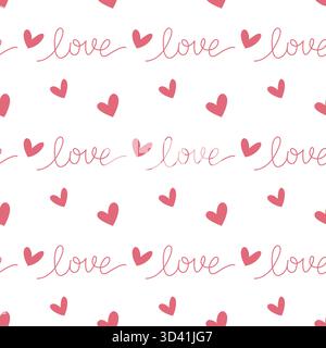 Niedliches handgezeichnetes nahtloses Muster für Liebe und Herz Stock Vektor