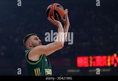 Belgrad, Serbien. November 2025. Nikolaos Rogkavopoulos aus Panathinaikos während des Euroleague Basketballspiels zwischen Crvena Zvezda (Roter Stern) und Panat Stockfoto