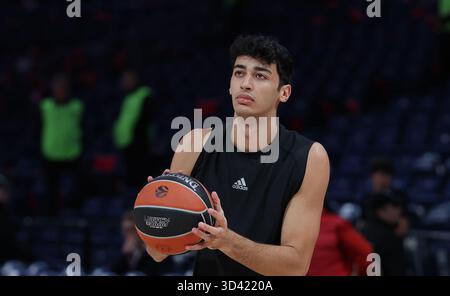 Belgrad, Serbien. November 2025. Alexandros Samodurov von Panathinaikos während des Euroleague Basketballspiels zwischen Crvena Zvezda (Roter Stern) und Panathi Stockfoto