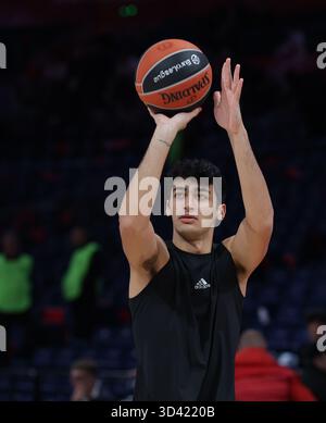 Belgrad, Serbien. November 2025. Alexandros Samodurov von Panathinaikos während des Euroleague Basketballspiels zwischen Crvena Zvezda (Roter Stern) und Panathi Stockfoto