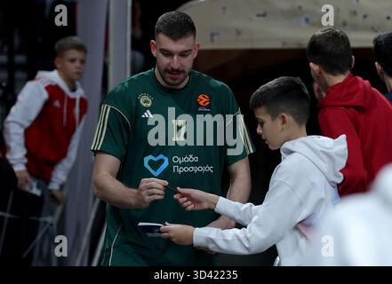 Belgrad, Serbien. November 2025. Nikolaos Rogkavopoulos aus Panathinaikos während des Euroleague Basketballspiels zwischen Crvena Zvezda (Roter Stern) und Panat Stockfoto
