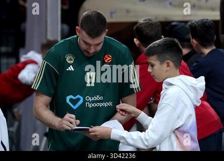 Belgrad, Serbien. November 2025. Nikolaos Rogkavopoulos aus Panathinaikos während des Euroleague Basketballspiels zwischen Crvena Zvezda (Roter Stern) und Panat Stockfoto
