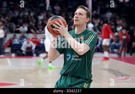 Belgrad, Serbien. November 2025. Marius Grigonis von Panathinaikos während des Euroleague Basketballspiels zwischen Crvena Zvezda (Roter Stern) und Panathinaiko Stockfoto