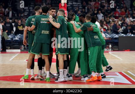 Belgrad, Serbien. November 2025. Spieler von Panathinaikos während des Euroleague Basketballspiels zwischen Crvena Zvezda (Roter Stern) und Panathinaikos am November Stockfoto