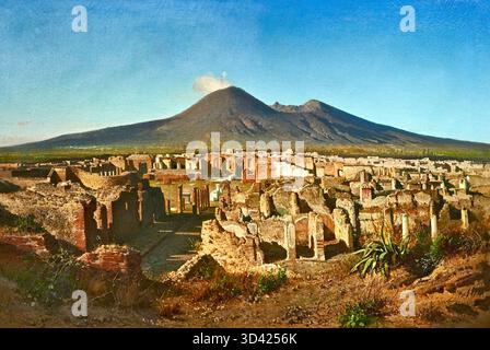 Veduta di Pompei - olio su tela - Alessandro La Volpe - 1864 - Pescara, Museo dell'Ottocento, Fondazione Di Persio Pallotta Stockfoto