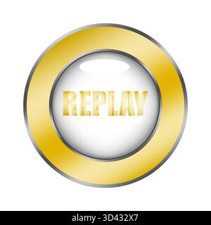Symbol für Schaltfläche „Wiedergabe“. Metallischer Gradientenring. Gelbes kreisförmiges Element. Vektormediensymbol. EPS 10. Stock Vektor