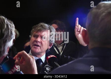 Paris, France. 06th Nov, 2025. Arnaud Montebourg, former minister and beekeeper during Television show 'Les Grandes Gueules' at the 13th edition of the Made in France Exhibition, an event dedicated to French manufacturing at the Porte de Versailles Exhibition Center, on November 6, 2025 in Paris, France. Photo by Karim Ait Adjedjou/ABACAPRESS.COM Credit: Abaca Press/Alamy Live News Stock Photo