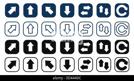 Pfeile Symbol Set Outlines and Glyphe Icons Direction and Navigation Symbol Kit. Vektorillustration, ideal für Website-Design und Benutzeroberflächengrafik Stock Vektor