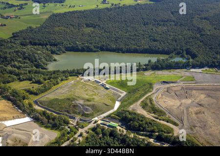 Luftaufnahme, Baustelle, Deponie Eichenallee, Firma Hermann Nottenkaemper OHG Tongrube im Gartroper Busche, Huenxe, Nordrhein-Westfalen, GE Stockfoto