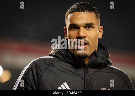 Berlin, Deutschland. November 2025. Danilho Doekhi von Union Berlin nach dem Spiel der Bundesliga zwischen 1. FC Union Berlin und FC Bayern München im Stadion an der Alten Foersterei in Berlin. Quelle: Gonzales Photo/Alamy Live News Stockfoto