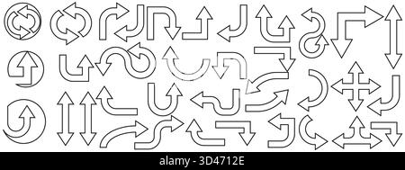 Konturvektorsatz für schwarze Pfeile für Navigationssymbole eps 10 Stock Vektor