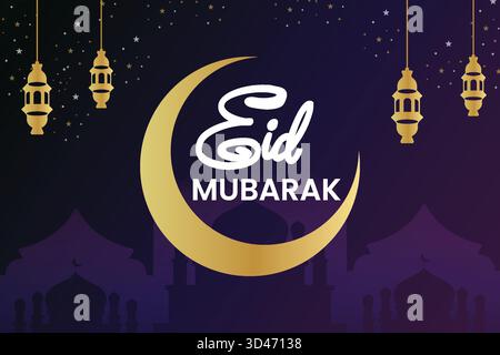 Eid Mubarak Poster Kartendesign Stock Vektor