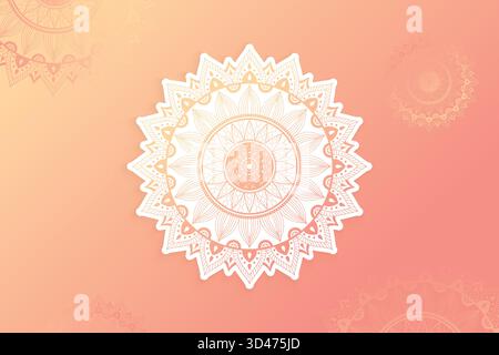 Ethnisches Mandala Festliches Element Design Auf Pfirsichverlaufshintergrund. Vektor-Illustration Für Festival Sale-Elemente Stock Vektor