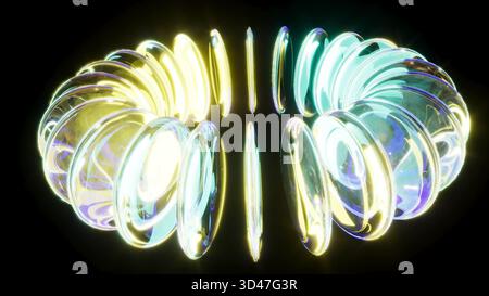 Farbige Linsen auf schwarzem BG 3D-Rendering Stockfoto