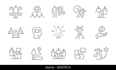 Business Web-Symbole. Dünne Umrisszeichen und Symbole. Kommerzielle Aktivitäten, Finanzen, Finanzierungskonzept Stock Vektor
