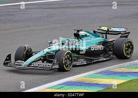 Sao Poulo, Brasilien. November 2025. Lance Walk (CAN) Aston Martin Aramco AMR25 Mercedes während des Sprint-Rennens des F1 Grand Prix von Brasilien im Autodromo Jose Carlos Pace Credit: Action Plus Sports/Alamy Live News Stockfoto