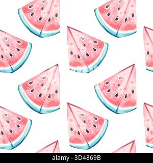 Helles und fröhliches, nahtloses Muster von Wassermelonenscheiben, perfekt für Sommerfeste, Strandpartys und Urlaubsstimmung, ideal für lebendige Momente Stock Vektor