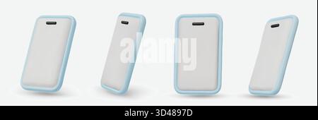 Vector 3D-Smartphones im minimalistischen Stil. Modernes Smartphone-Modell mit leerem Bildschirm. Stock Vektor