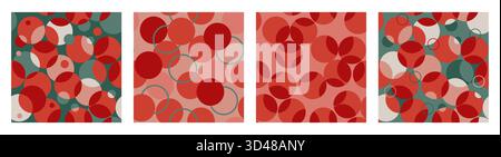 Set mit gepunkteten Weihnachtsmustern. Fröhliche Weihnachtshintergründe, nahtlose Muster. Kariertes Muster. Weihnachtshintergründe mit Retro-Klaps Stock Vektor