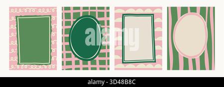 Weihnachtsrahmen, Hintergründe. Handgezeichneter Weihnachtshintergrund, Karten, Banner, Drucke mit Mustern und Rahmen. Vektorgrafik und Illustration Stock Vektor