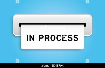 Weißes Coupon-Banner mit Wort in Bearbeitung von Maschine auf blauem Hintergrund Stock Vektor