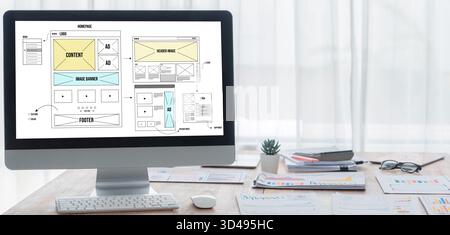 Website-Design-Software bietet schnelle Vorlagen für Online-Einzelhandel und E-Commerce Stockfoto